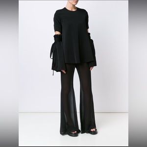 Black Cotton Trapeze Top with Wide Sleeves